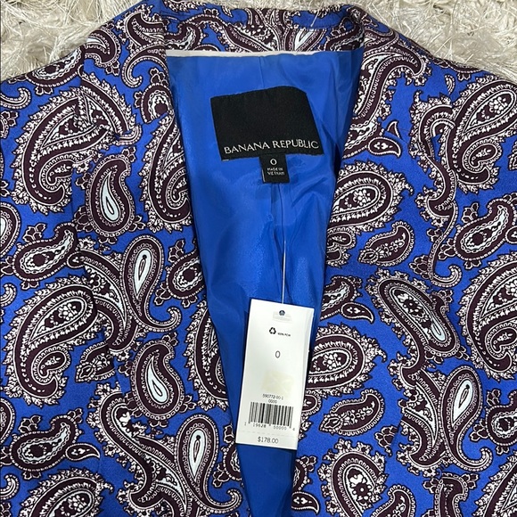 Banana Republic Paisley Blue Blazer size 0 - Picture 2 of 5